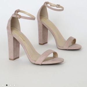 Lulu's Taylor Suede Blush Heels